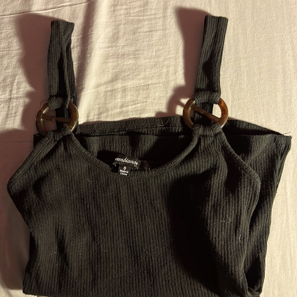 Black Ribbed Tank Top - Picture 2 of 4